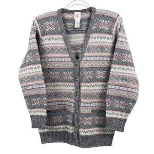 Vintage Fisher Hill Women's Wool Fair Isle Cardigan Sweater Multicolor Size S